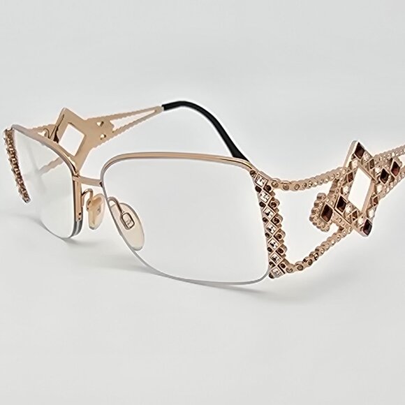 Caviar Champagne Series M5568 C.21 Gold w/ Swarovski Crystals Eyeglasses Frame - Picture 3 of 16